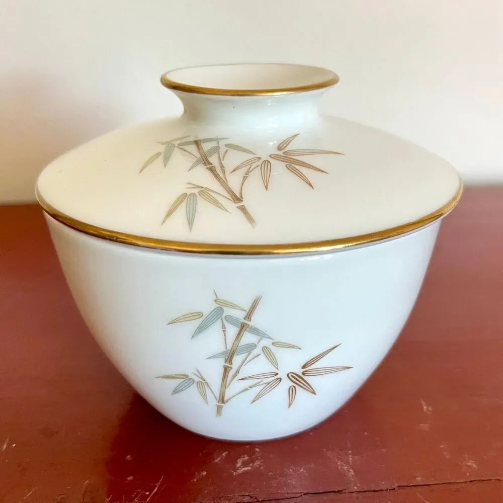 VTG Noritake China Oriental 6341 Bamboo Sugar Bowl Creamer Base Japan 1960s